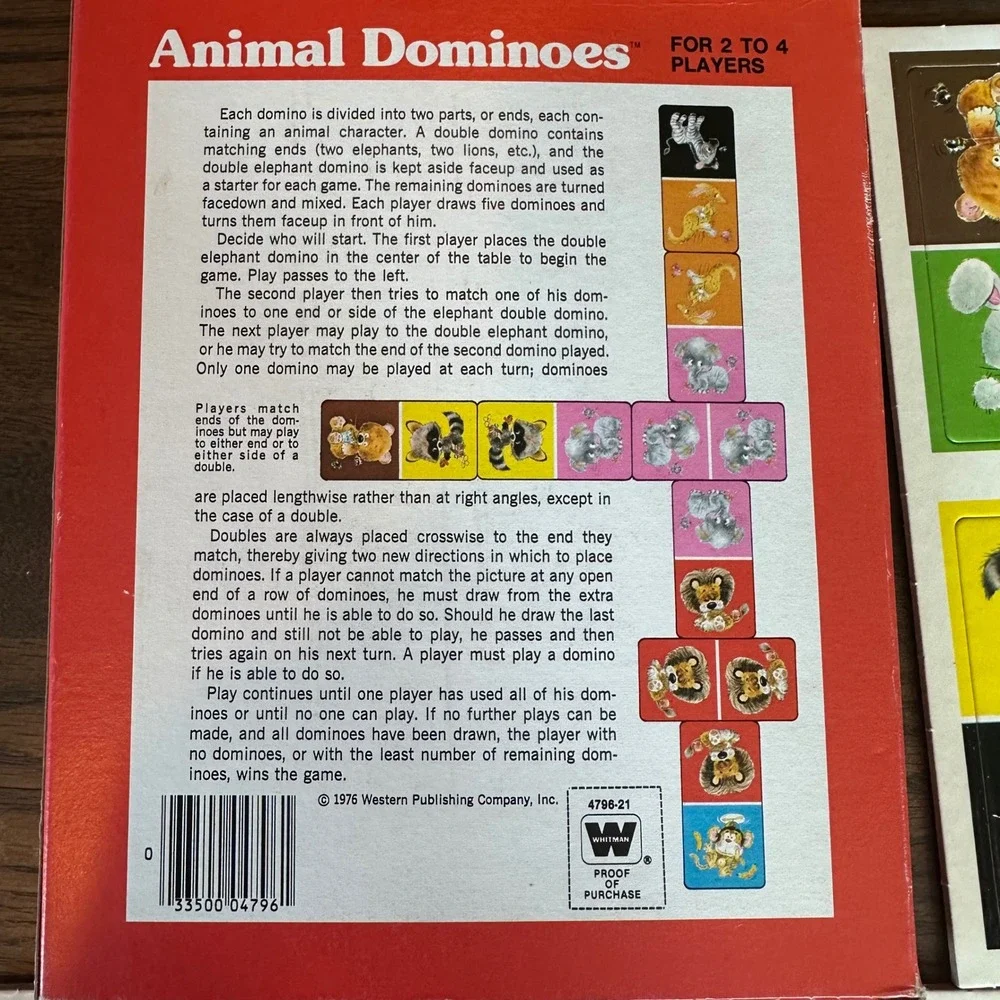 Vintage 1976 Whitman‎ Animal Dominoes Complete Uncut Sheets Retro Kids Game NEW